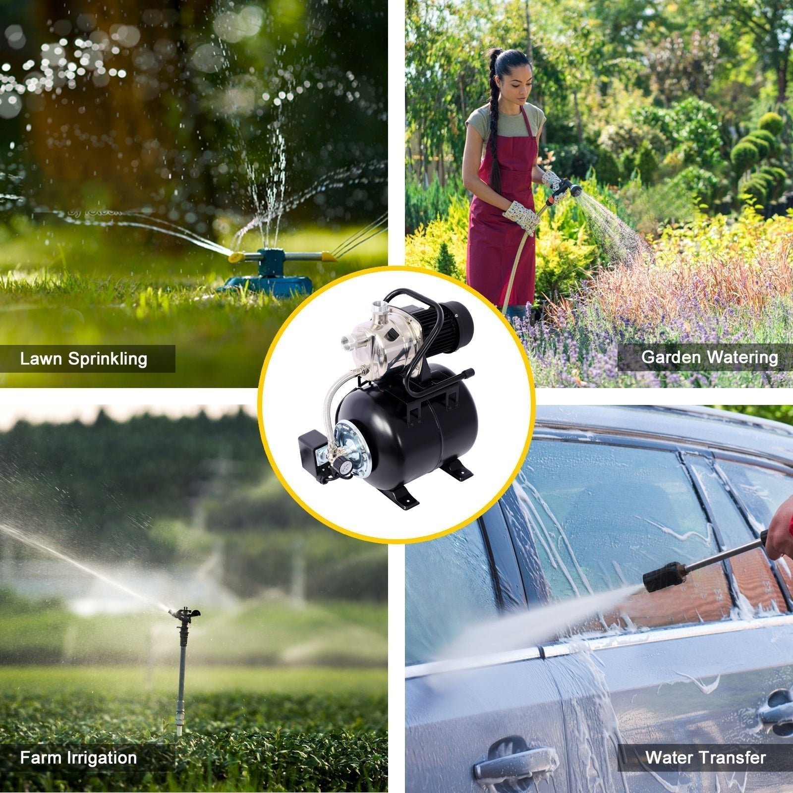 1.6HP Shallow Well Pump with 5-Gallon Pressure Tank – Automatic Water Booster, Garden & Irrigation Pump - Image 7
