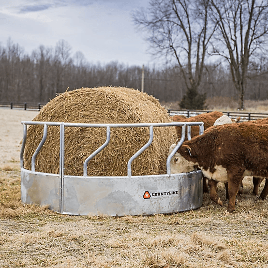 CountyLine 1 Round Bale 8 ft. x 45 in. Galvanized Heavy-Duty Feeder with Skirt - Image 3