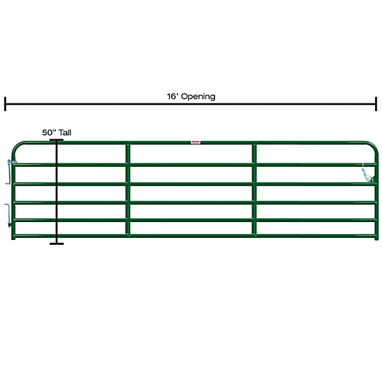 CountyLine 16 ft. x 52 in. 6-Bar Tube Gate, 2 in. Tube, Green - Image 3