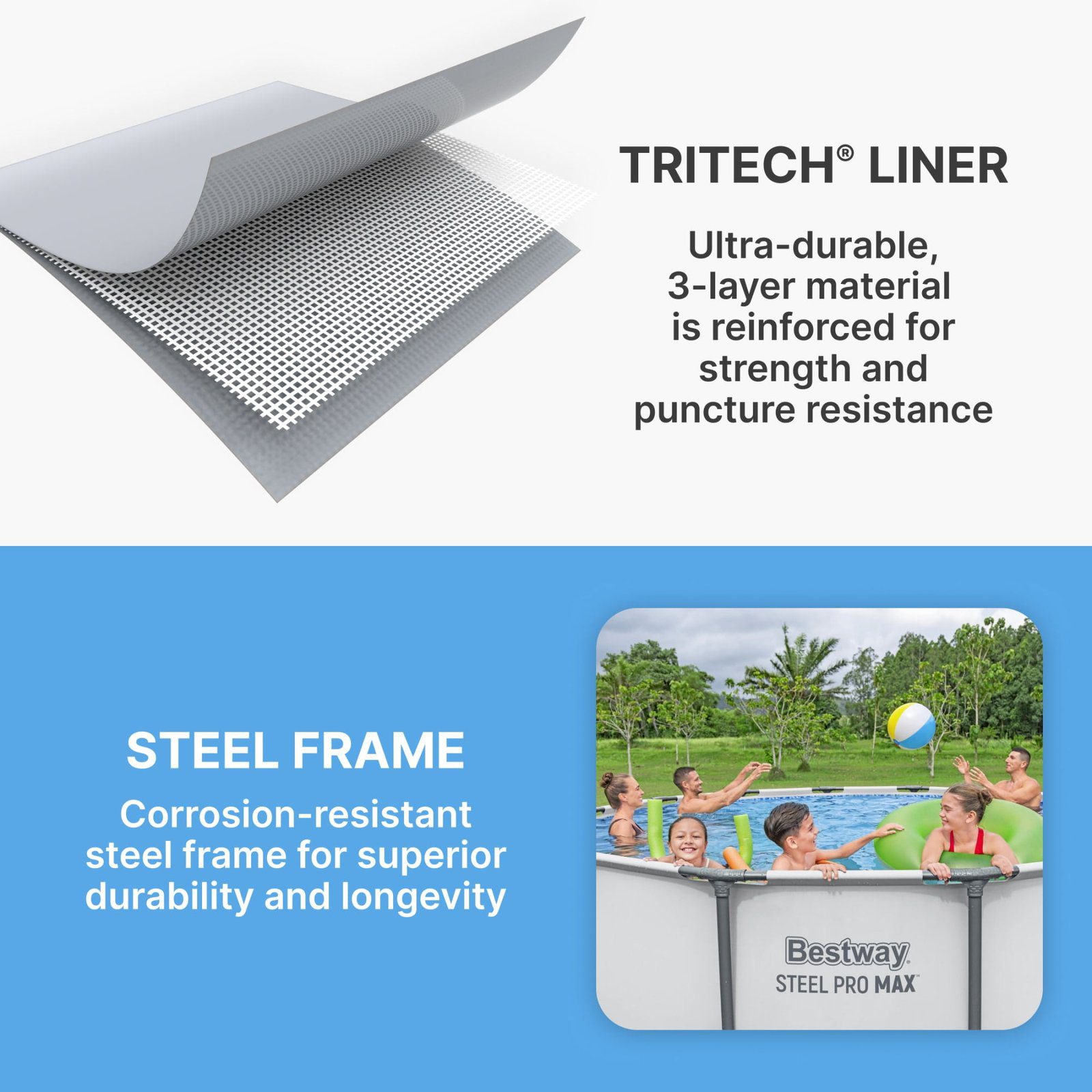 Bestway Steel Pro MAX 10 Foot x 30 Inch Round Metal Frame Above Ground Outdoor Backyard Swimming Pool Set with 330 GPH Filter Pump - Image 2