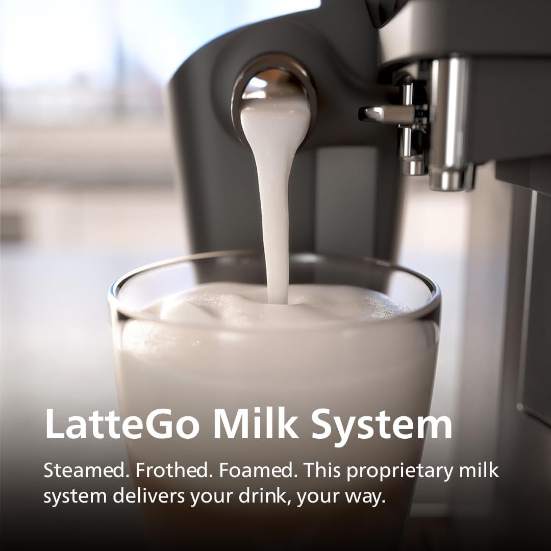 Philips 3200 Series Fully Automatic Espresso Machine, LatteGo Milk Frother, 5 Coffee Varieties, Intuitive Touch Display, 100% Ceramic Grinder, AquaClean Filter, My Coffee Choice, Black (EP3241/54) - Image 2