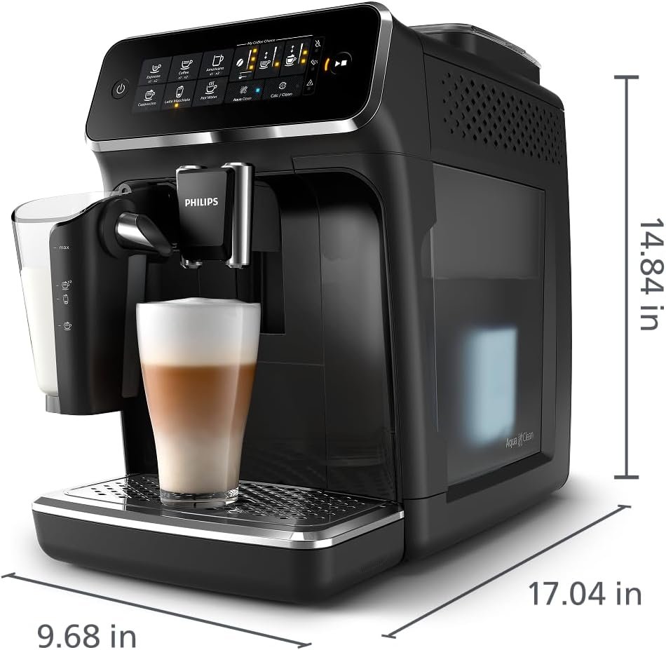 Philips 3200 Series Fully Automatic Espresso Machine, LatteGo Milk Frother, 5 Coffee Varieties, Intuitive Touch Display, 100% Ceramic Grinder, AquaClean Filter, My Coffee Choice, Black (EP3241/54) - Image 3