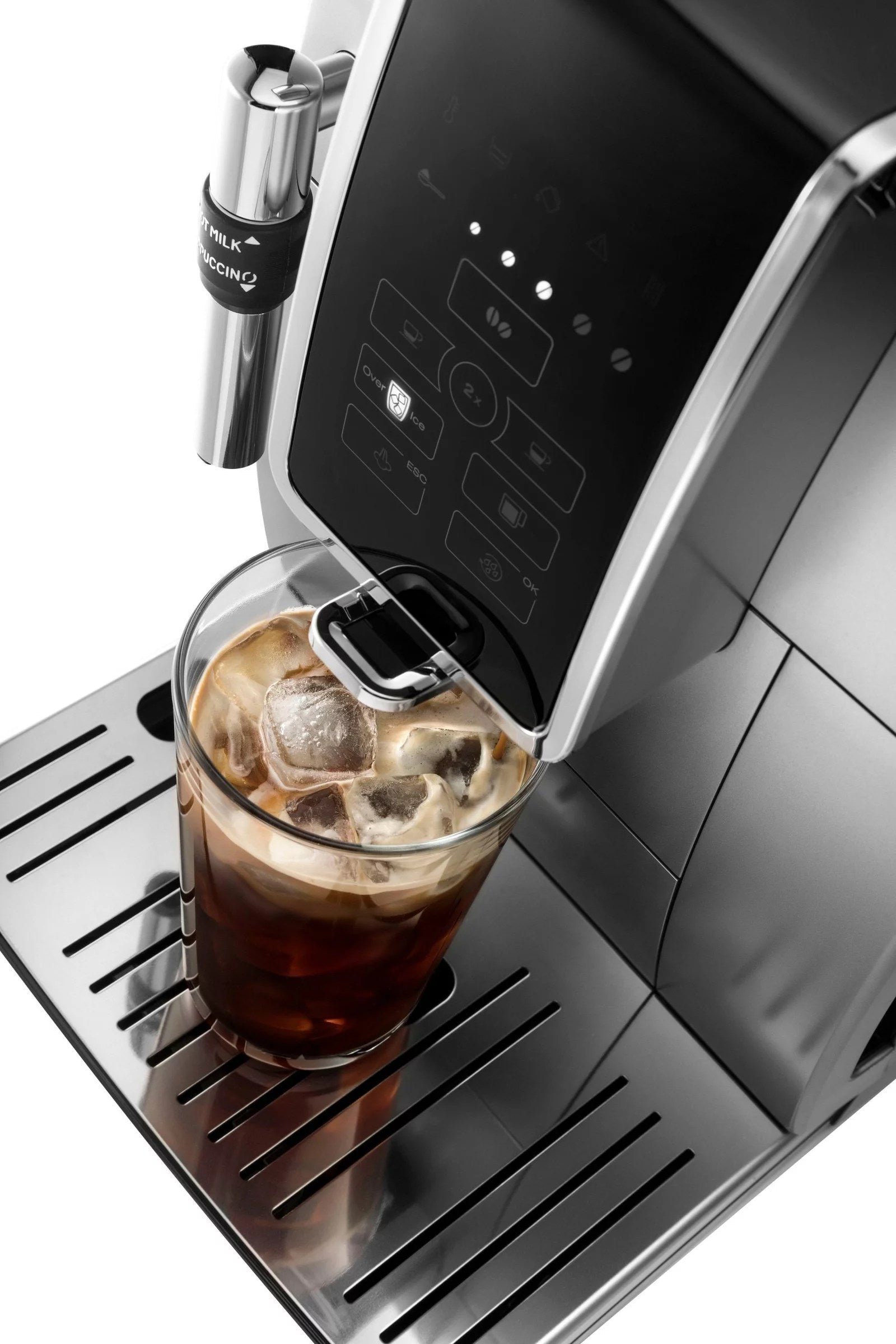 De’Longhi – Dinamica TrueBrew Over Ice Fully Automatic Coffee and Espresso Machine- Chrome and Black - Image 4
