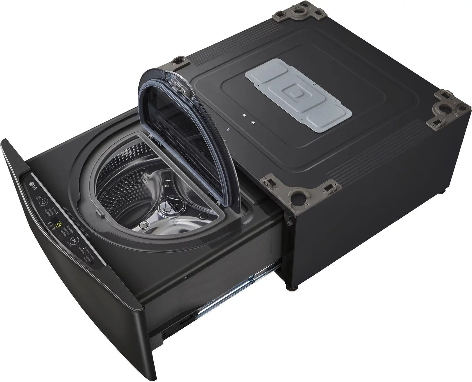 LG – SideKick 1.0 Cu. Ft. High-Efficiency Smart Top Load Pedestal Washer with 3-Motion Technology – Black steel - Image 14