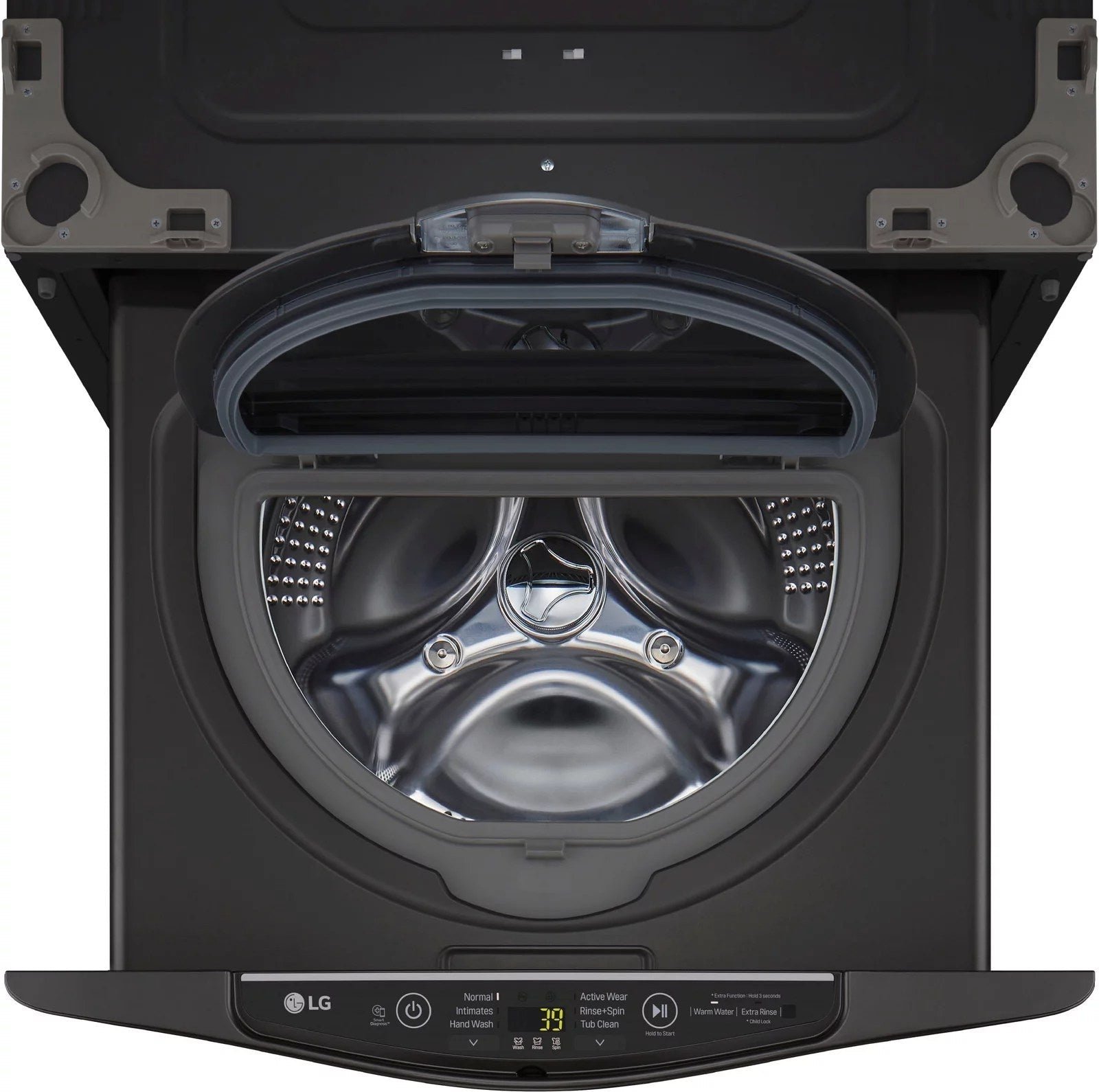 LG – SideKick 1.0 Cu. Ft. High-Efficiency Smart Top Load Pedestal Washer with 3-Motion Technology – Black steel - Image 16