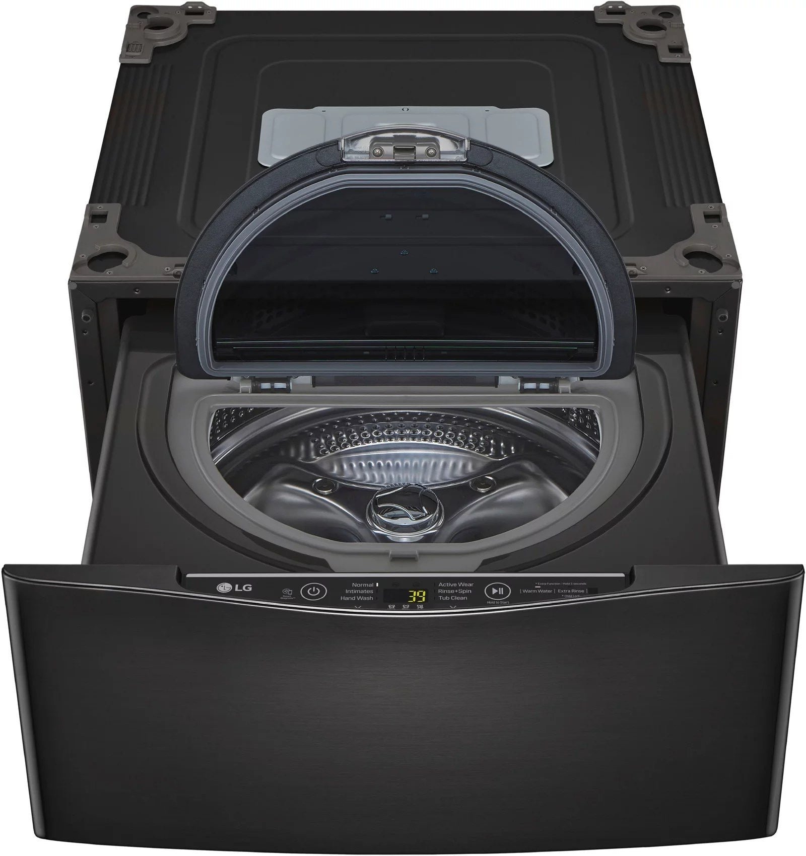 LG – SideKick 1.0 Cu. Ft. High-Efficiency Smart Top Load Pedestal Washer with 3-Motion Technology – Black steel - Image 13