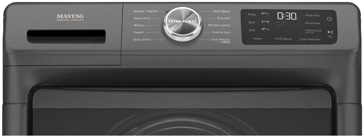 Maytag – 4.5 Cu. Ft. High Efficiency Stackable Front Load Washer with Steam and Extra Power Button – Volcano Black - Image 9
