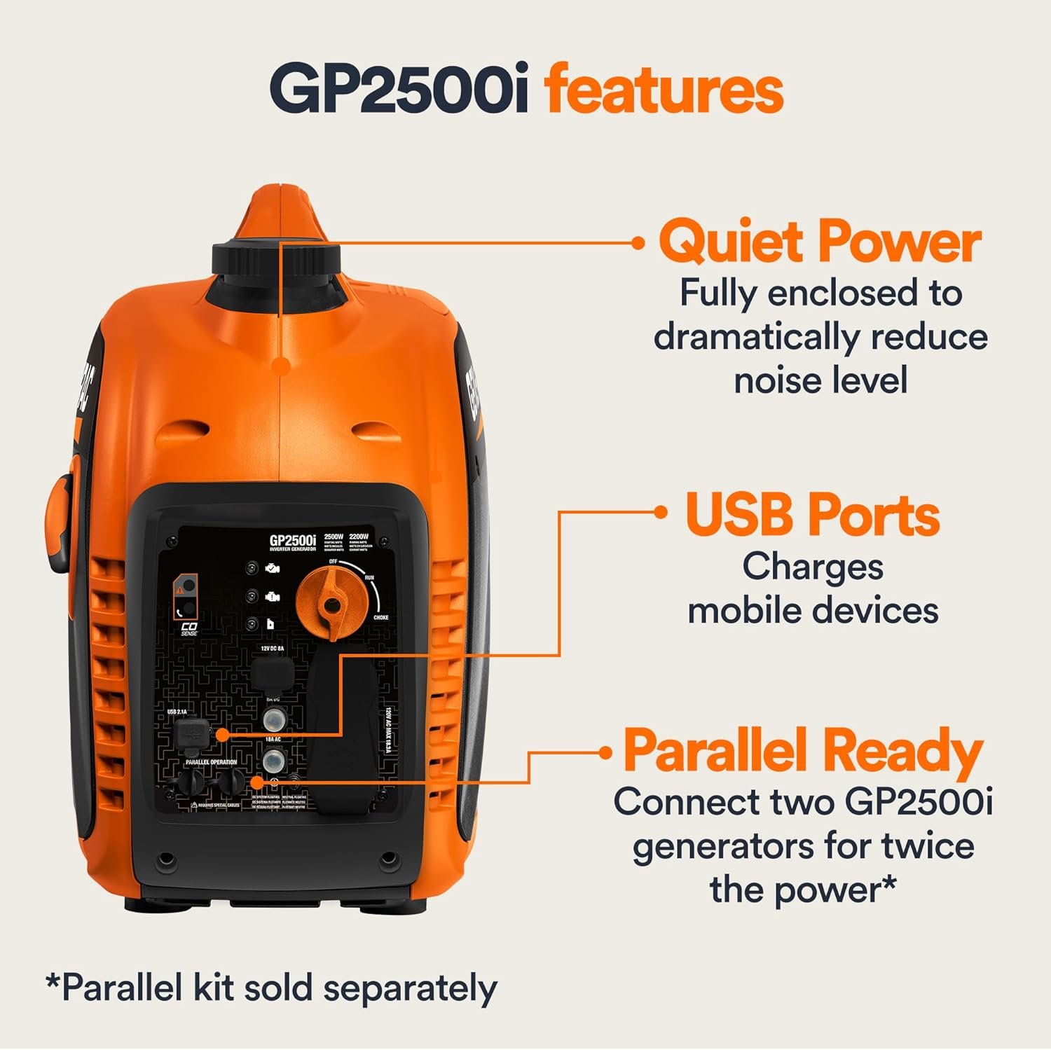 Generac 3,300-Watt Gas Powered Portable Inverter Generator – Lightweight and Compact - Image 15