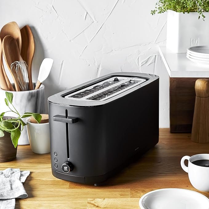 ZWILLING Enfinigy, 4-Slice Long Slot Toaster, Extra Wide 1.5″ Slots for Bagels and Toast, Black - Image 2