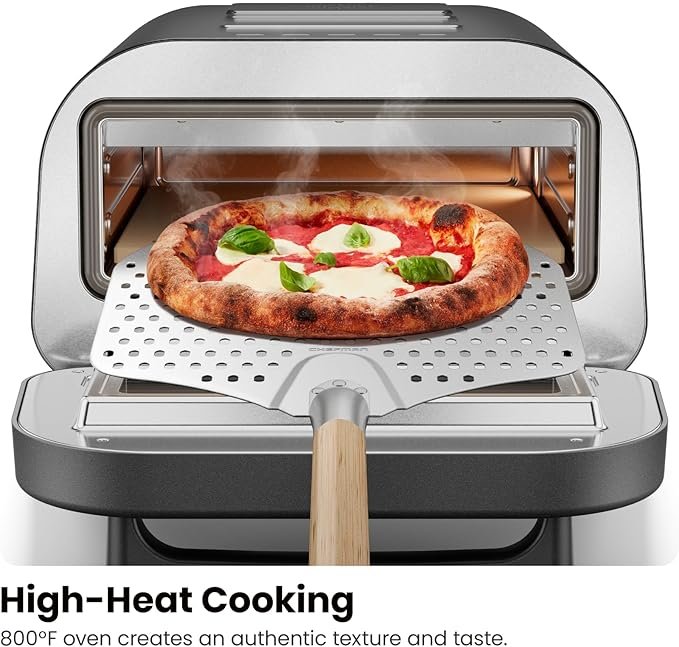 CHEFMAN Indoor Pizza Oven – Makes 12 Inch Pizzas in Minutes, Heats up to 800°F – Countertop Electric Maker with 5 Touchscreen Presets, Pizza Stone and Peel Included – Stainless Black - Image 2