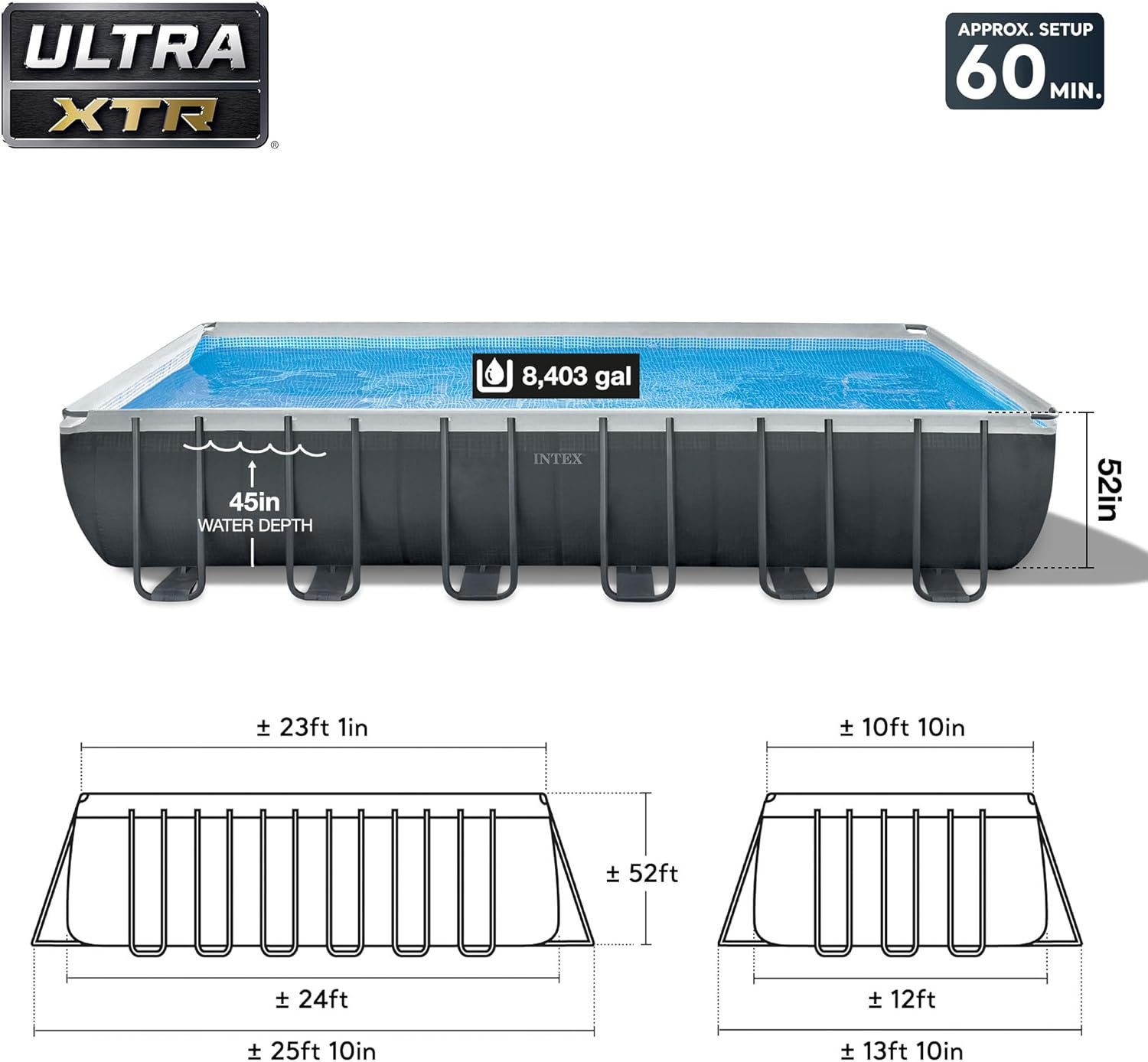 Intex Ultra XTR Rectangular Swimming Pool Set with Pump - Image 6
