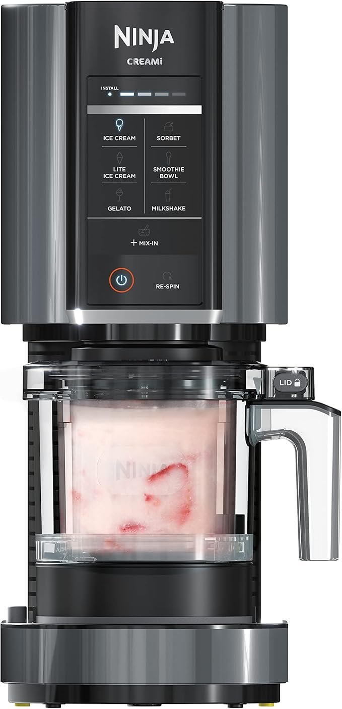 Ninja NC301 CREAMi Ice Cream Maker for Gelato Mix-ins Milkshakes Sorbet Smoothie Bowls & More 7 One-Touch Programs with 2 Pint Containers & Lids Compact Size Silver