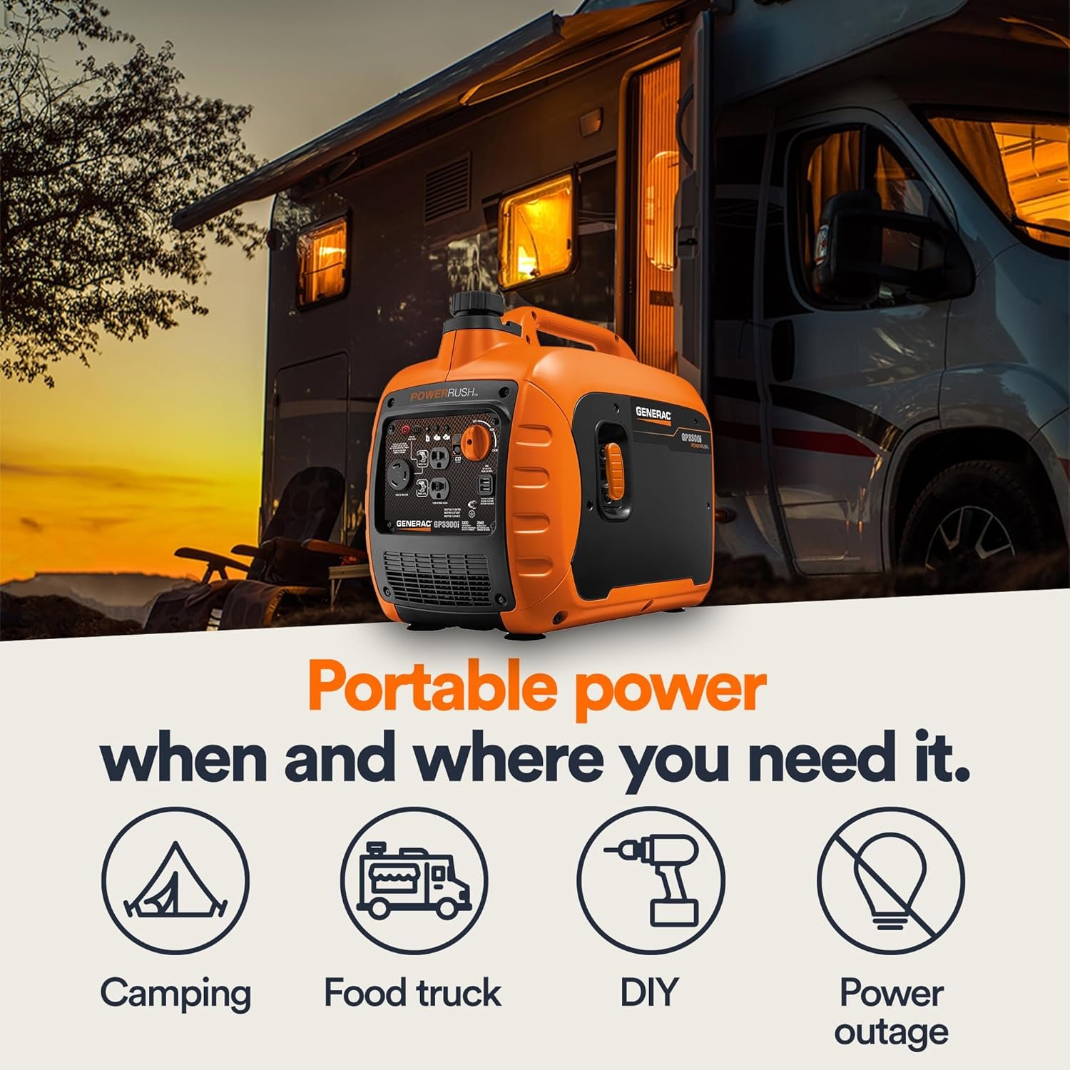Generac 3,300-Watt Gas Powered Portable Inverter Generator – Lightweight and Compact - Image 37