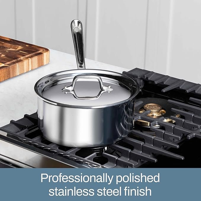 All-Clad D3 3-Ply Stainless Steel Sauce Pan with Lid 2 Quart, Induction, Oven Broiler Safe 600F, Multipurpose, Compatible w/ All Cooktops, For Restaurant or Home Kitchen, Pots & Pans, Cookware, Silver - Image 2