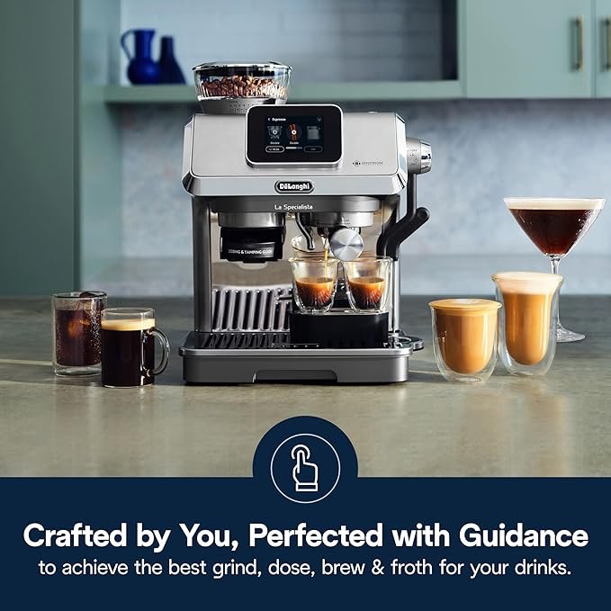 De’Longhi La Specialista Touch Espresso Machine with Grinder & Milk Frother – Cold Brew & Iced Coffee Maker, Burr Grinder, 10 Drink Presets, Compact Bean to Cup, Award-Winning Italian Design - Image 3