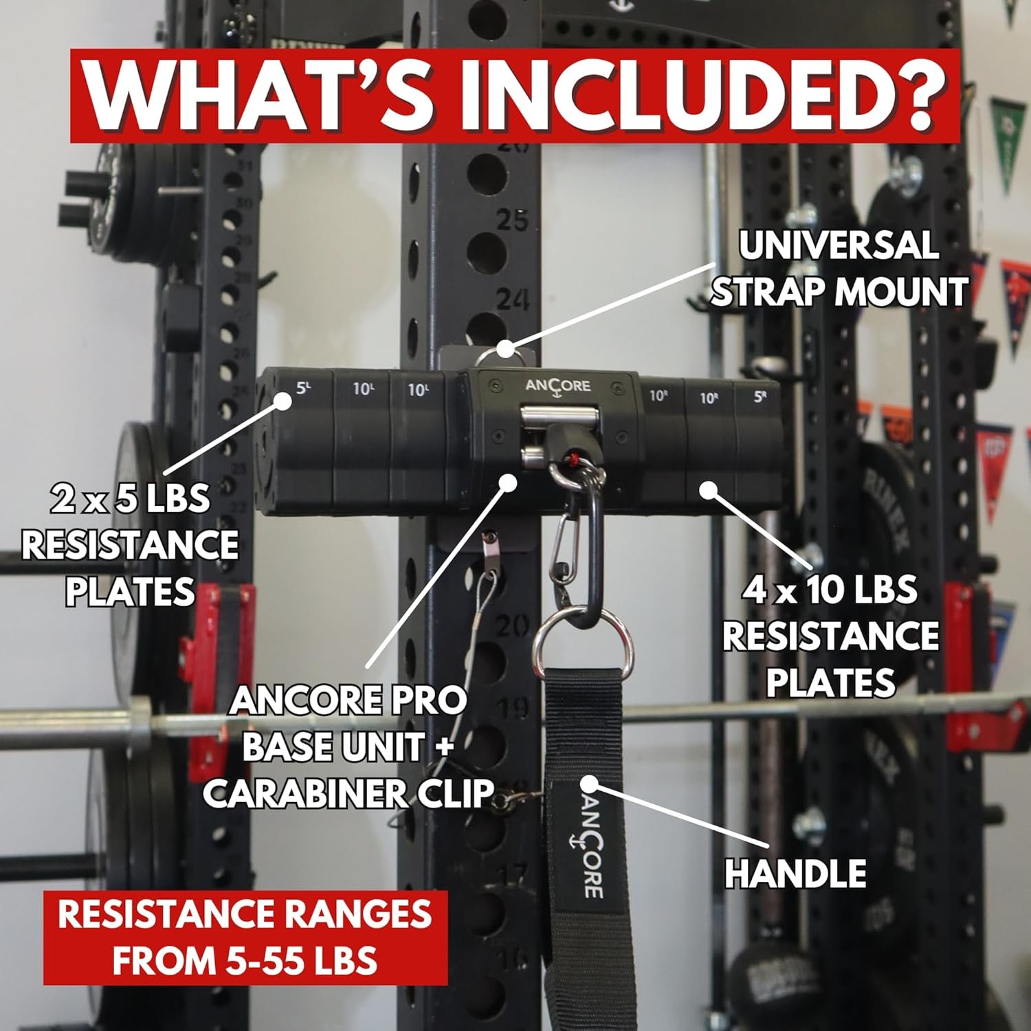 Ancore Pro Home Gym Cable Machine, Portable Full-Body Workout, Mount for Squat Rack or Pole - Image 4