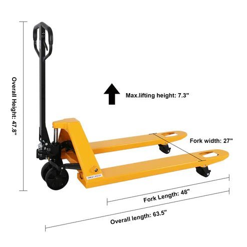 ApolloLift A-1007 Manual Hydraulic Pallet Jack – 5,500 lb Capacity, 48″×27″ Forks Nylon Wheel - Image 8