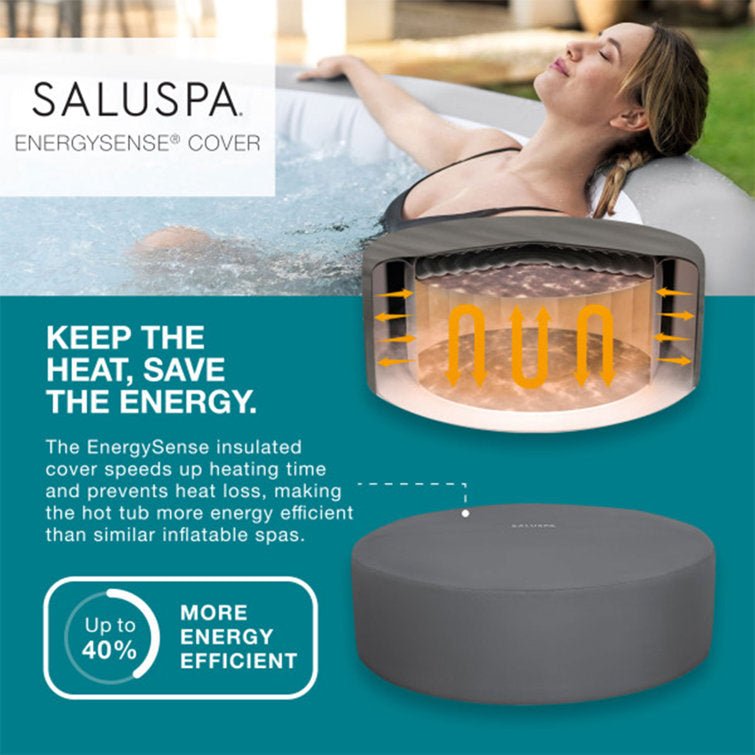 Bestway 8 – Person 190 – Jet Vinyl Round Inflatable Hot Tub in Gray - Image 6