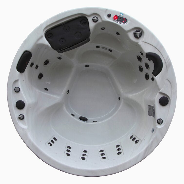 Canadian Spa Co 5 – Person 38 – Jet Acrylic Round Hot Tub with Ozonator and Built-In Speaker in Sterling Silver, Walnut - Image 2