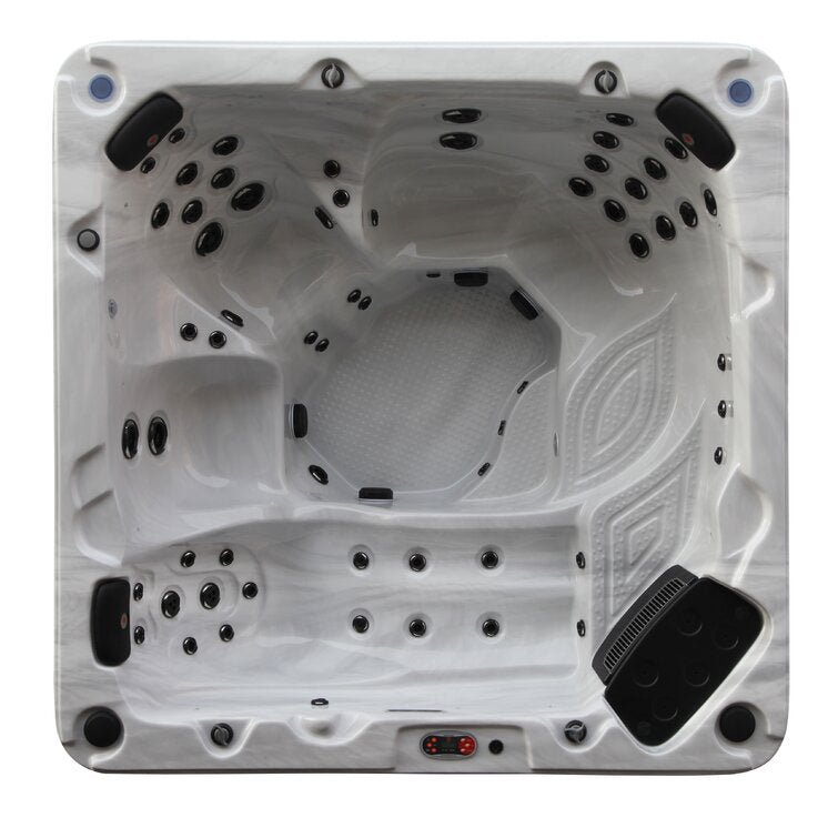 Canadian Spa Co 7 – Person 60 – Jet Acrylic Square Hot Tub with Ozonator and Built-In Speaker in Sterling Silver, Walnut - Image 2