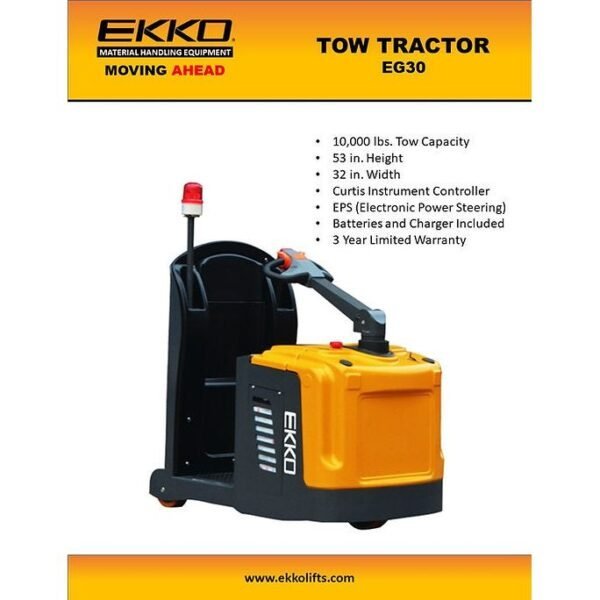 Electric Tow Tractor | 10,000 lbs Capacity | Height 53” | EKKO EG30 - Image 4