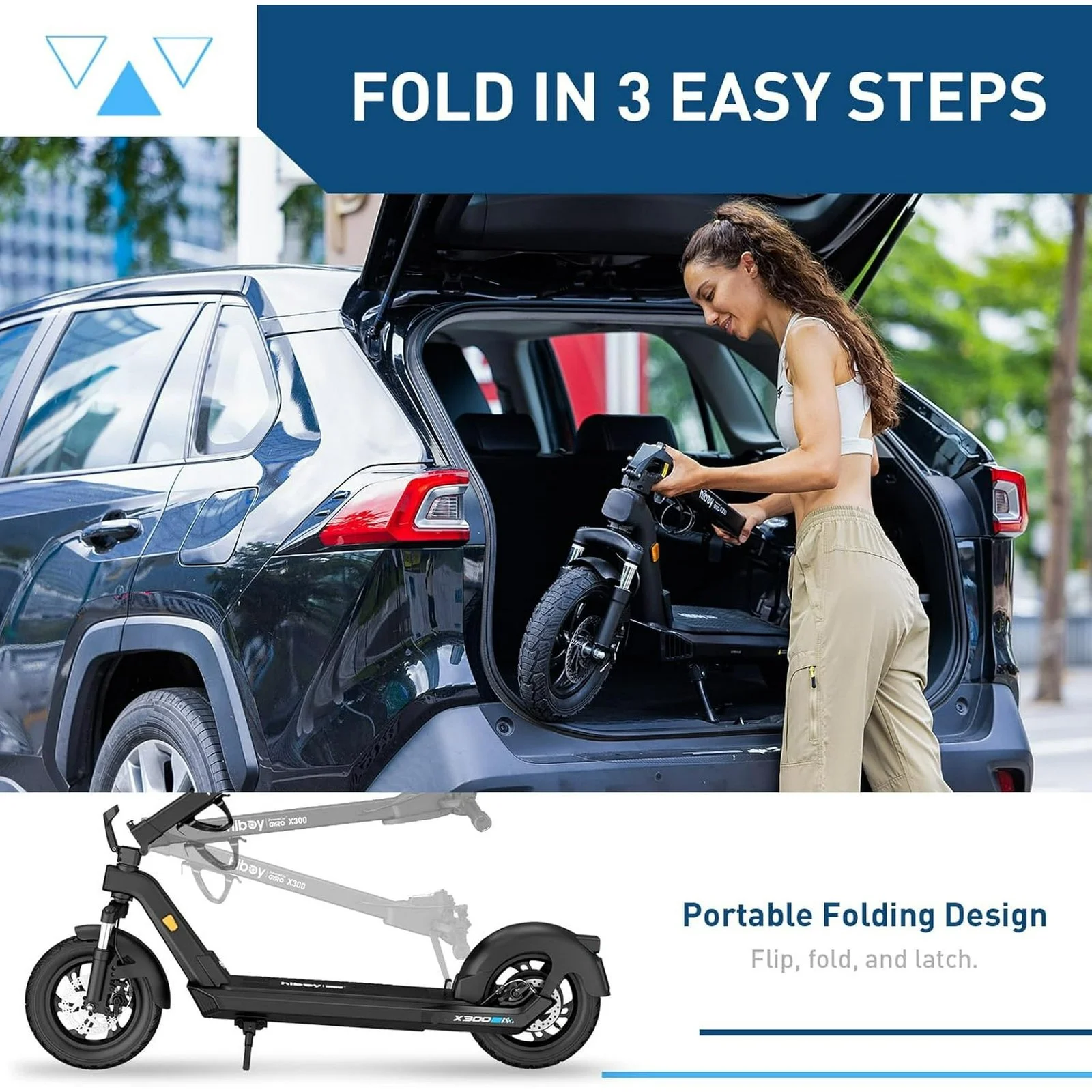 Hiboy X300 Electric Scooter, 700W Peak Motor, 12″ Pneumatic Tires, 23 Mph & 38 Miles Range, Foldings Commuter Electrics Scooter for Adults - Image 4
