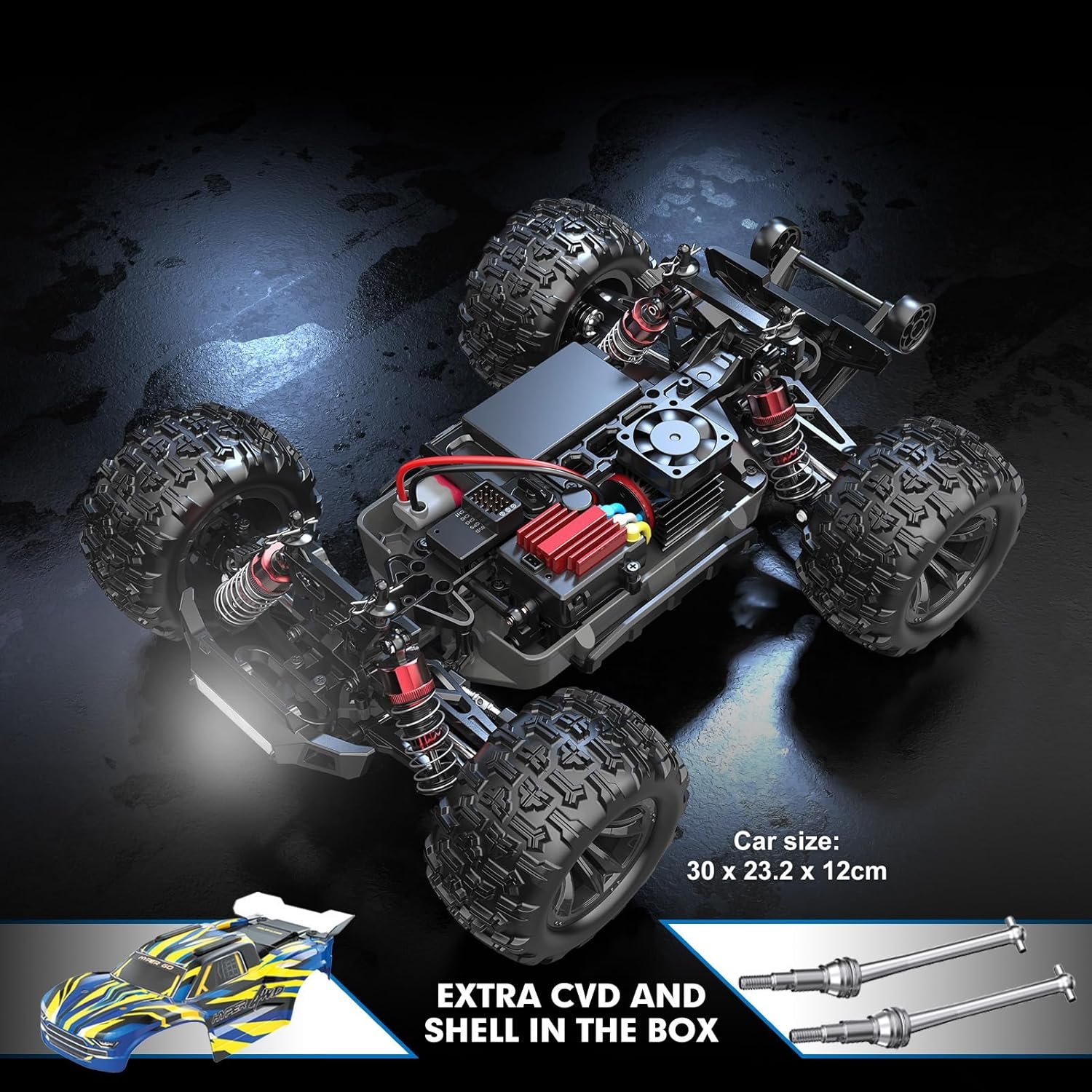 HYPER GO H16BM 1/16 RTR Brushless High-Speed Electric 4×4 Off-Road Fast RC Car, Max 42 mph, RC Truck, Remote Control, 2 LiPo Batteries for Adults - Image 6