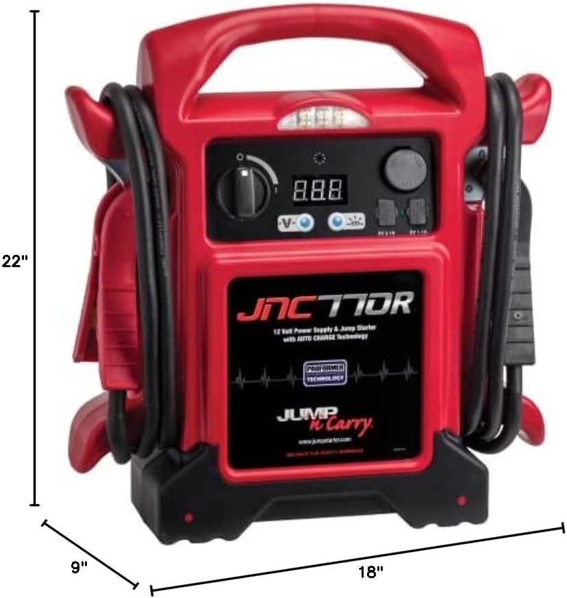 Clore Automotive Jump-N-Carry JNC770R 1700 Peak Amp Premium 12 Volt Jump Starter – Red - Image 2
