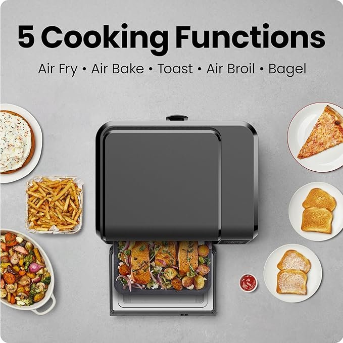 Chefman Air Fryer Toaster Oven Combo, Countertop Oven, Bake, Broil, Air Fry, Toast & Bagel Functions, 450°F Max Temperature, 4-Slice Capacity - Image 3