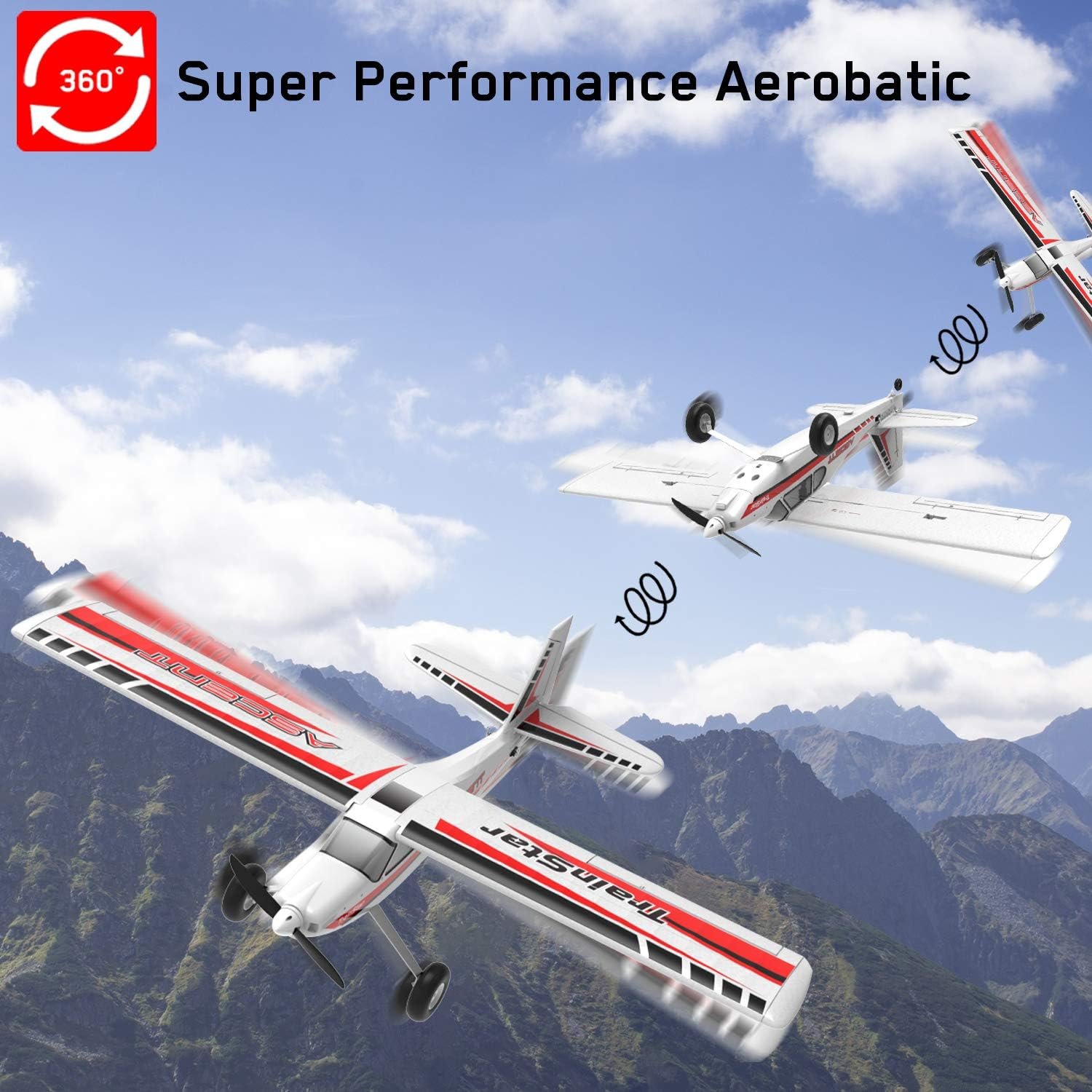 VOLANTEXRC Remote Control Airplane TrainStar Ascent Electric RC Trainer Aircraft, 1400 mm Wingspan & Plastic Unibody Fuselage PNP Versions - Image 4