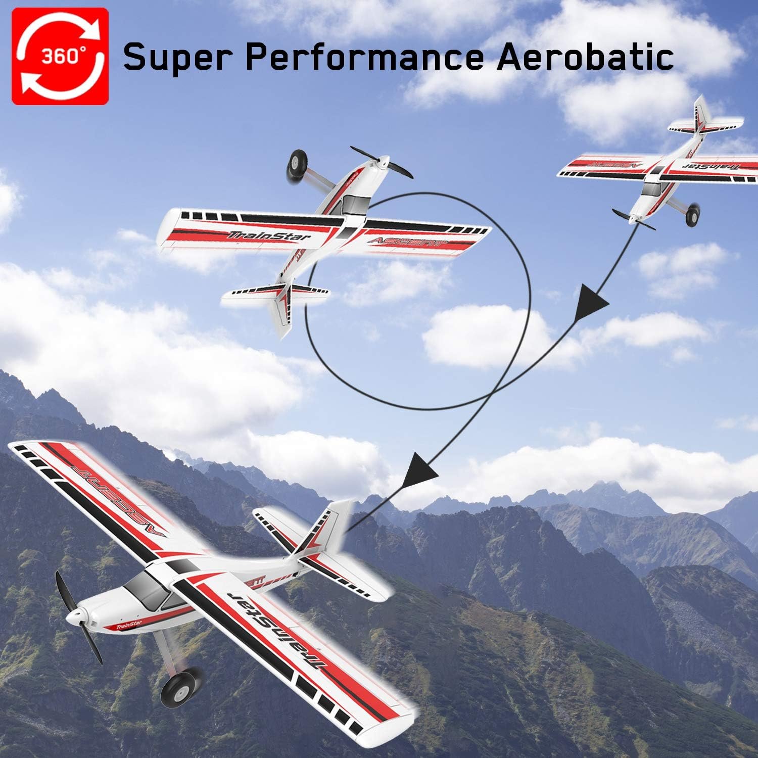 VOLANTEXRC Remote Control Airplane TrainStar Ascent Electric RC Trainer Aircraft, 1400 mm Wingspan & Plastic Unibody Fuselage PNP Versions - Image 5