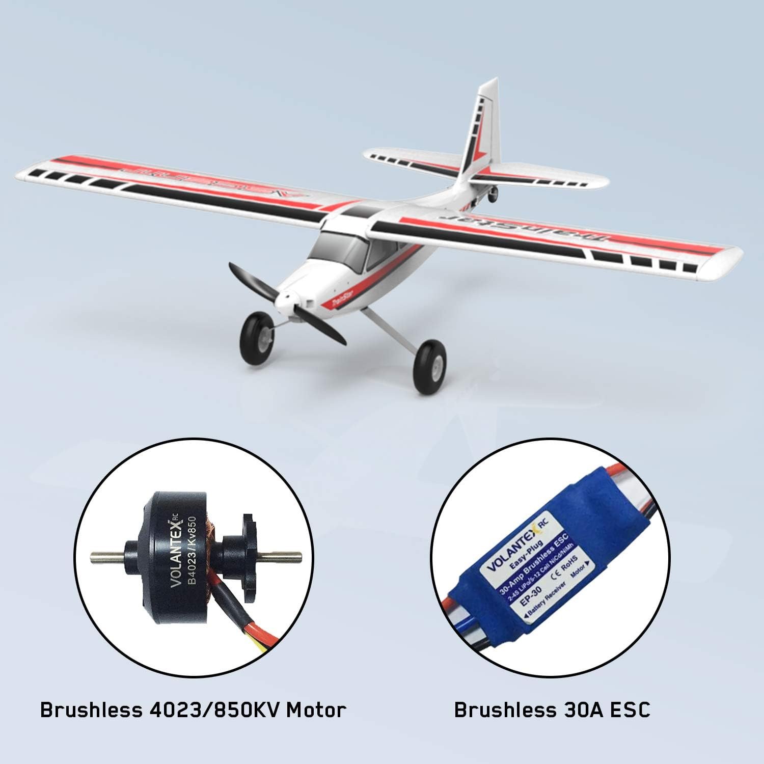 VOLANTEXRC Remote Control Airplane TrainStar Ascent Electric RC Trainer Aircraft, 1400 mm Wingspan & Plastic Unibody Fuselage PNP Versions - Image 7