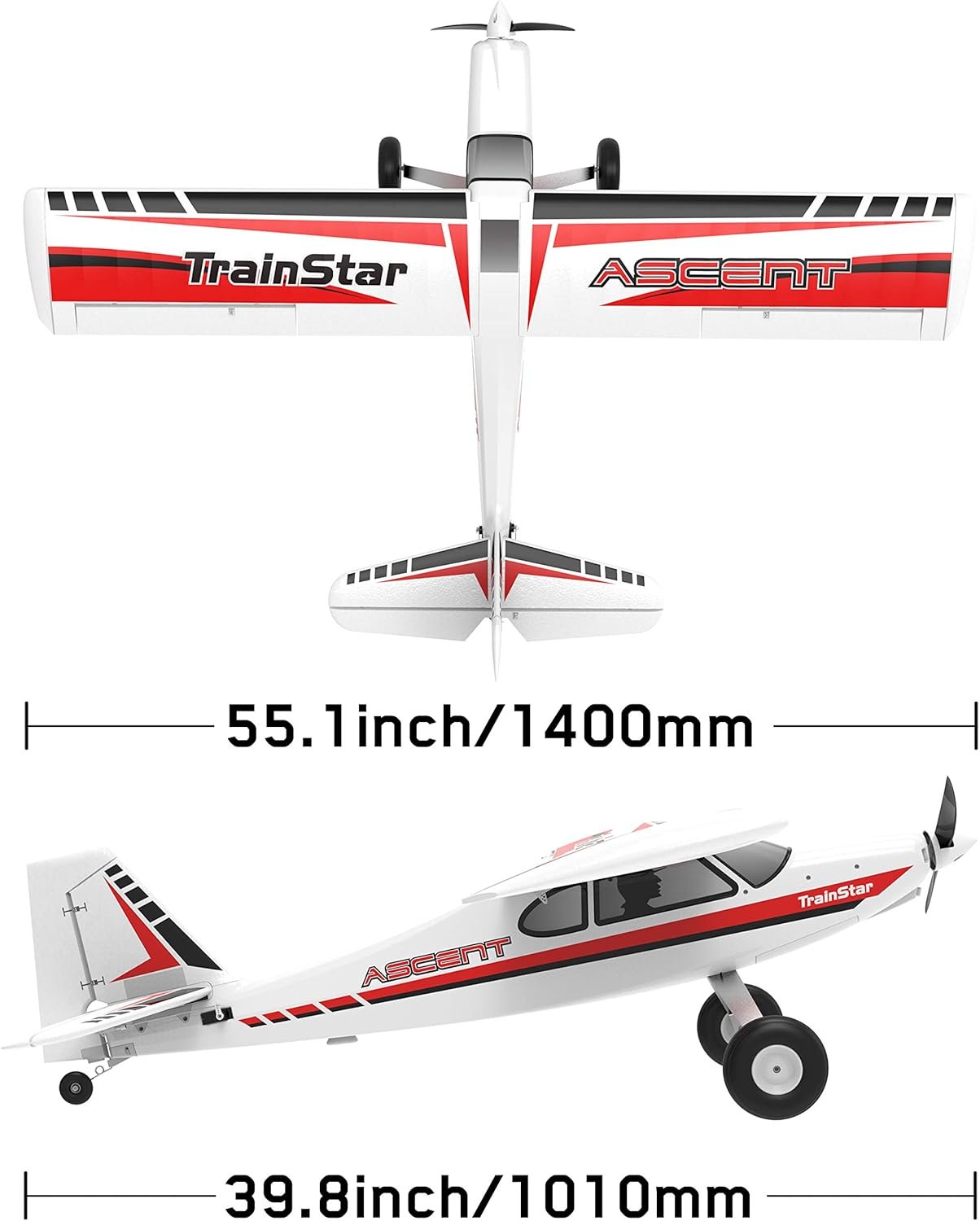 VOLANTEXRC Remote Control Airplane TrainStar Ascent Electric RC Trainer Aircraft, 1400 mm Wingspan & Plastic Unibody Fuselage PNP Versions - Image 2
