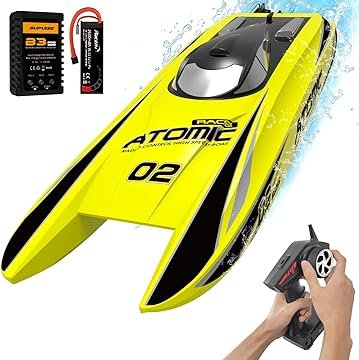 OLANTEXRC Brushless RC Boat Atomic 42mph 25.6″ High-Speed Remote Control Boat Ready to Run