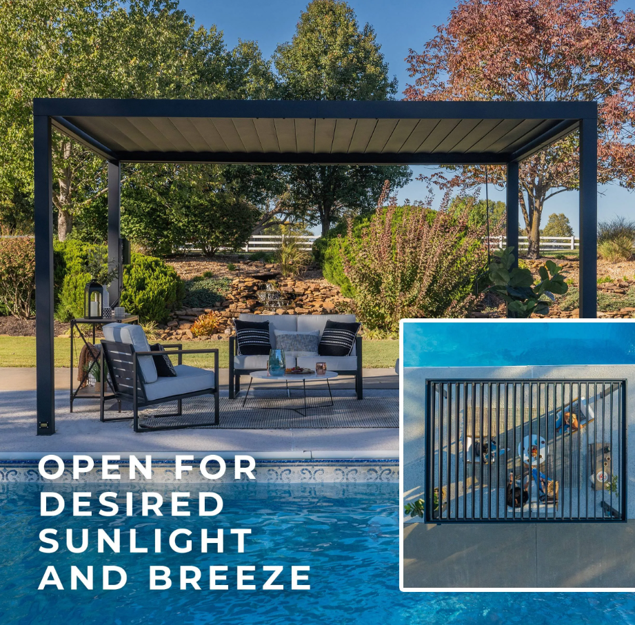 Backyard Discovery Sarasota 16’x10′ Galvanized Steel Louvered Pergola - Image 5