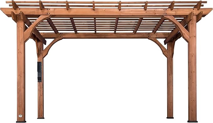 10 Ft. X 14 Ft. Traditional All Cedar Wood Outdoor Patio Pergola Shade Structure - Image 7