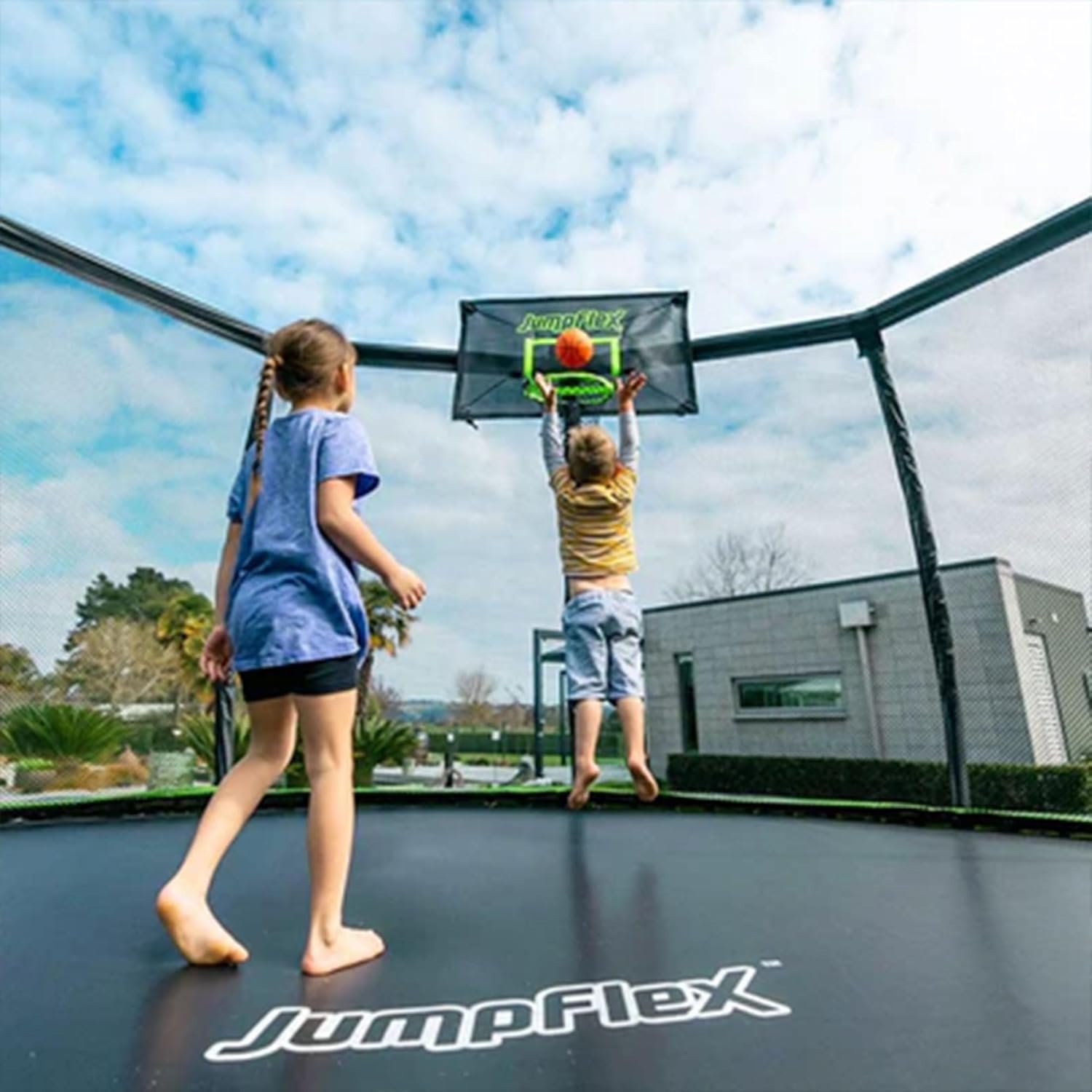 JumpFlex HERO 15 Backyard Outdoor Trampoline for Kids with Net & Ladder - Image 5