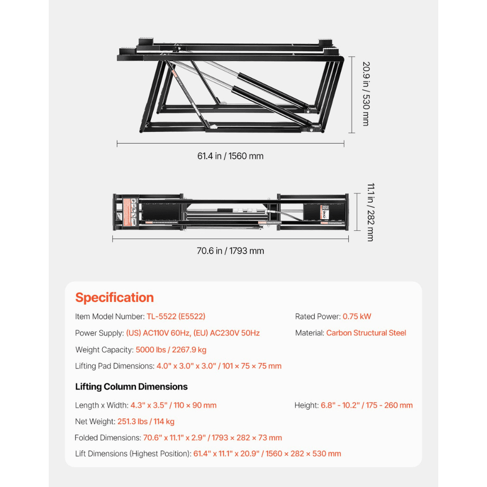 5,000 LB Adjustable Car Lift with Remote Control – Perfect for Home Garages - Image 8