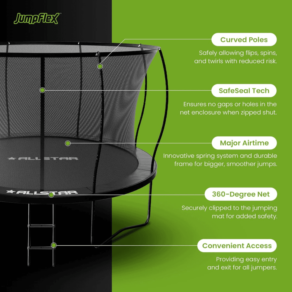 ALLSTAR 10 Trampoline Outdoor Backyard Play Equipment with Net & Ladder - Image 8