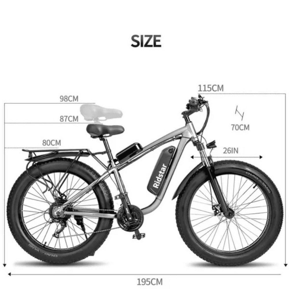 Ridstar E26 Pro Dual Motor 2000W 48V 23AH / E26 1000W 48V 15.6AH E-Bike - Image 3