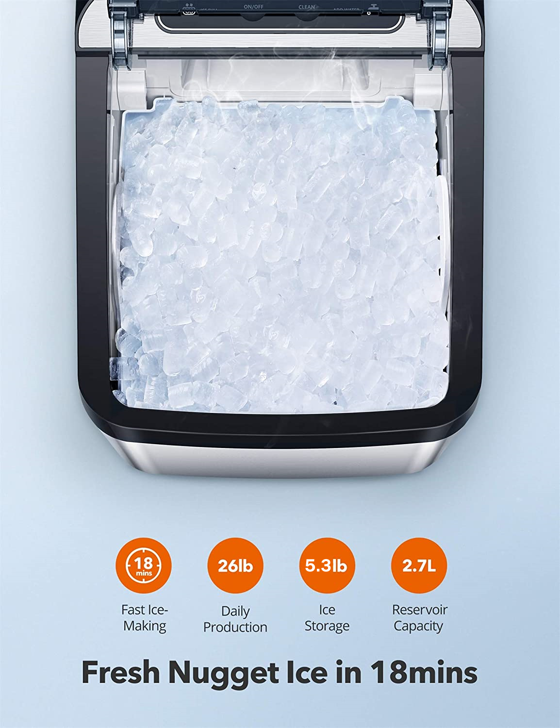 Aicook Nugget Ice Maker For Countertop, Sonic Ice Maker Machine - Image 2