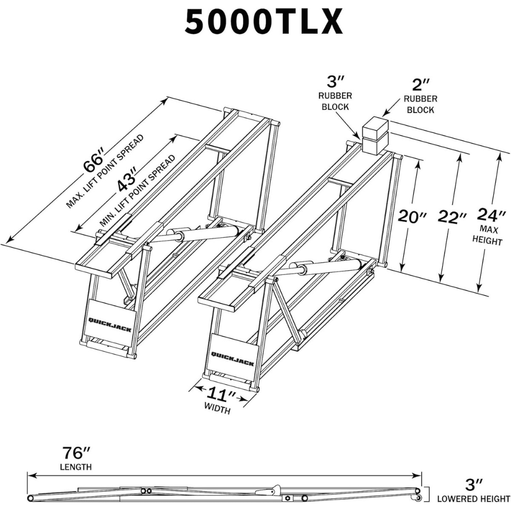 QuickJack 5000TLX – Extended-Length Portable Lift (5,000 lbs Capacity) - Image 8