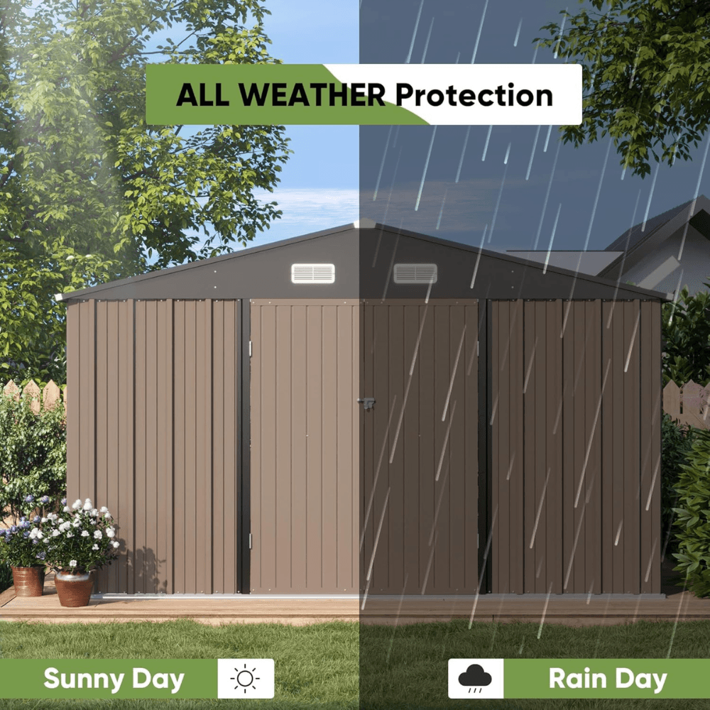 VEIKOUS 10 ft. W x 10 ft. D Outdoor Metal Storage Shed in Gray (100 sq. ft.) - Image 5