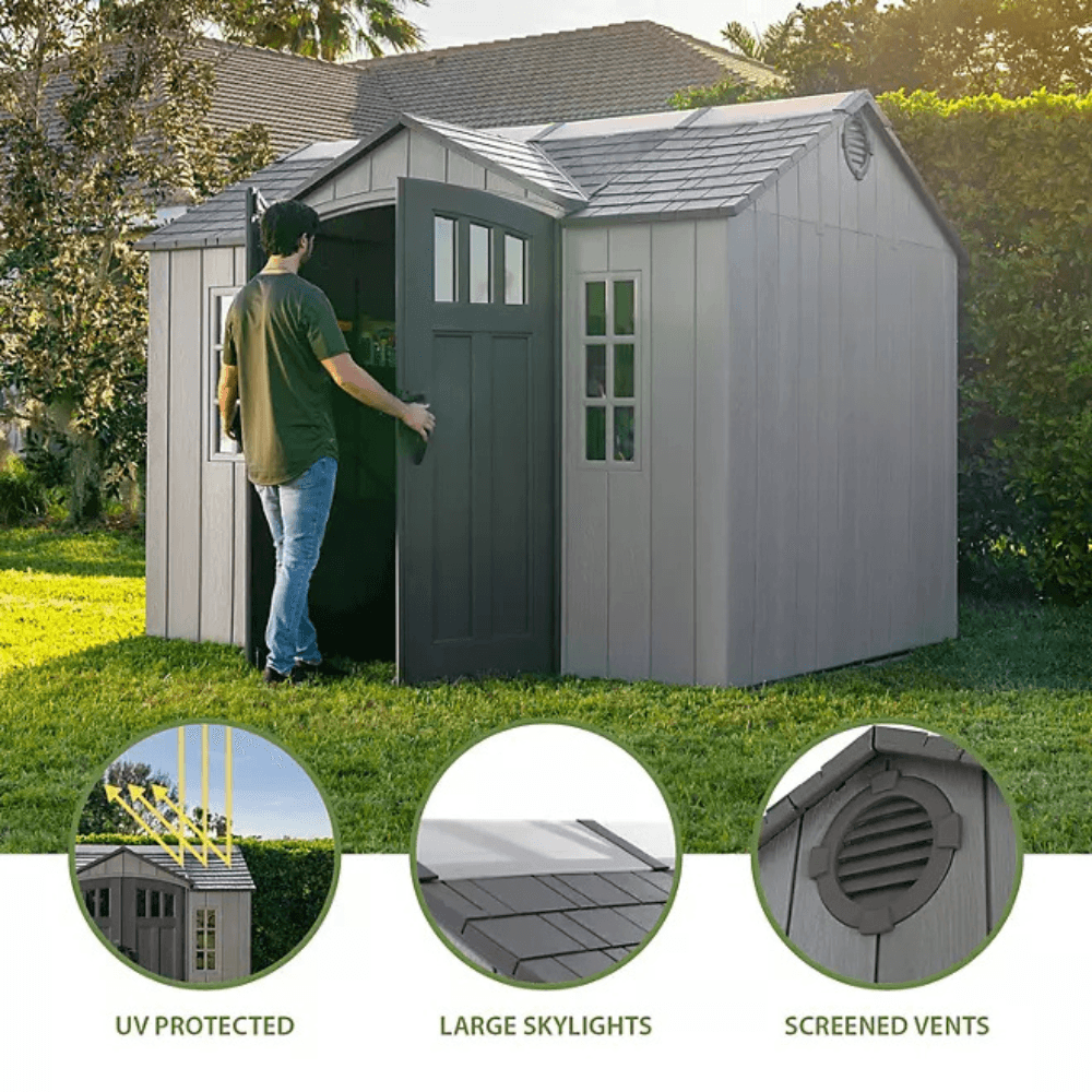 Lifetime 10′ x 8′ Outdoor Storage Shed, Gray - Image 3