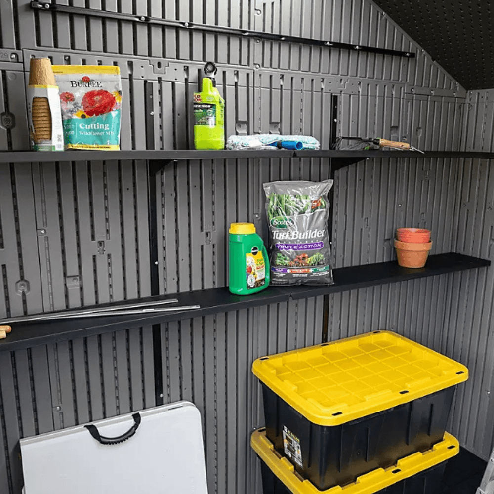 Lifetime 15′ x 8′ Dual Entry Outdoor Storage Shed, Gray - Image 7