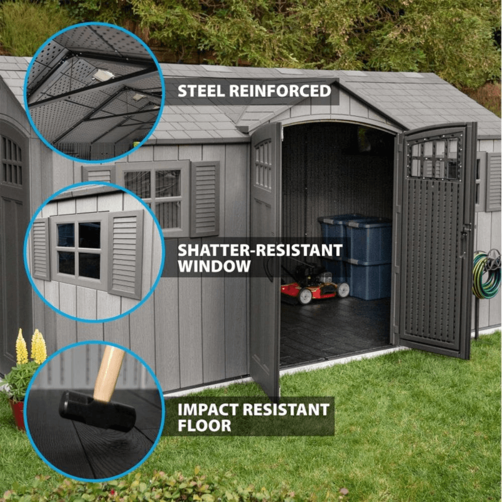 Lifetime 15′ x 8′ Rough Cut Backyard Storage Shed With Floor (60318) - Image 5