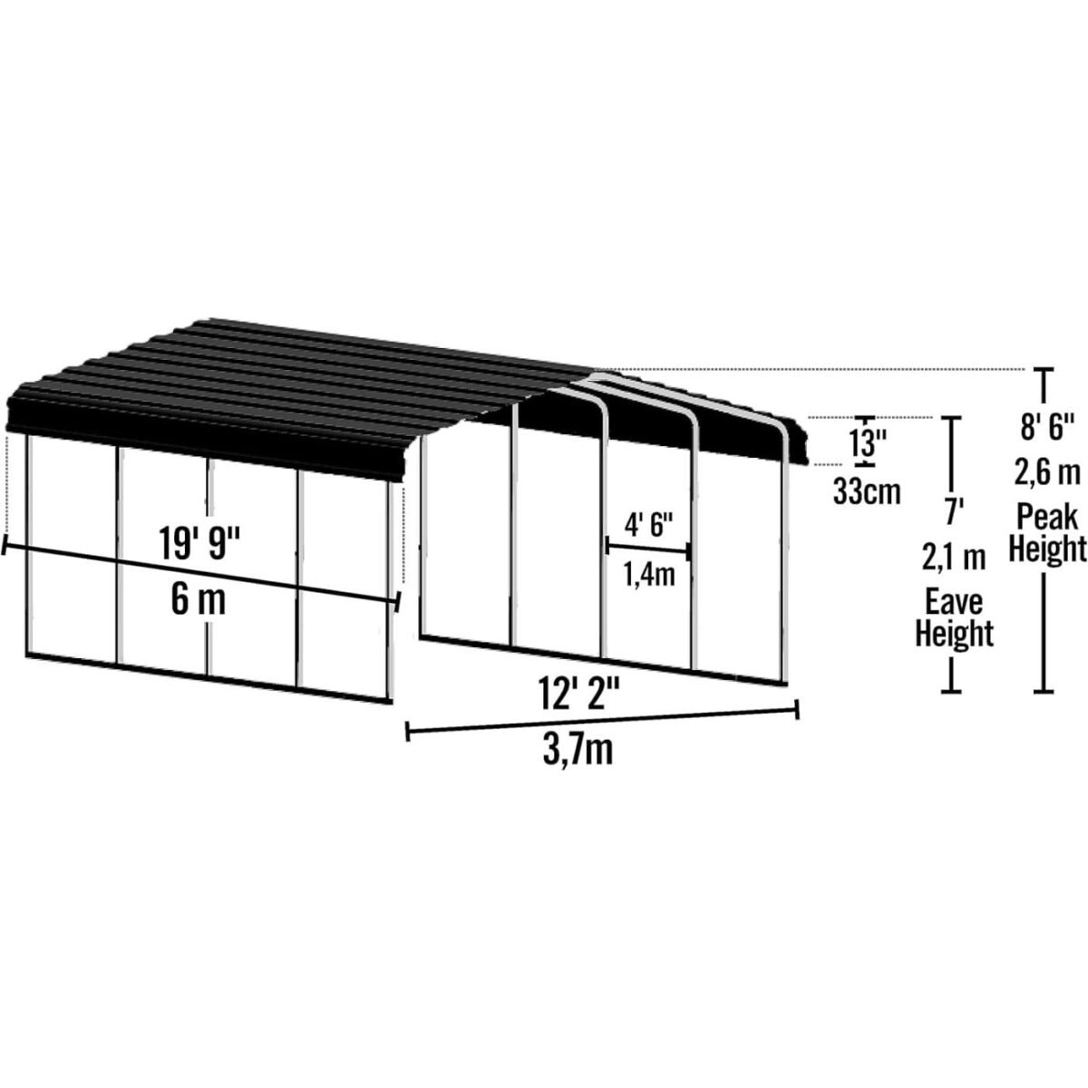 Arrow Carport 12 x 20 x 7 ft - Image 2