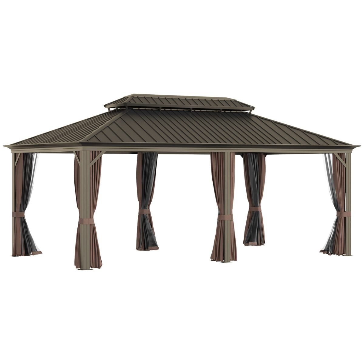 Sunmthink 12×20 ft Hardtop Gazebo with Double Roof