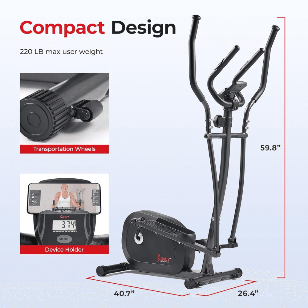 Sunny Health and Fitness Programmable Magnetic Elliptical - Image 3