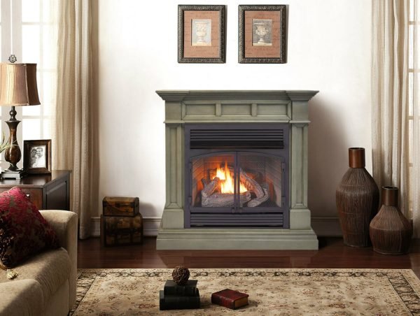 Duluth Forge Dual Fuel Ventless Gas Fireplace With Mantel – 32,000 BTU, T-Stat Control, Slate Gray Finish – Model# DFS-400T-2GR - Image 3